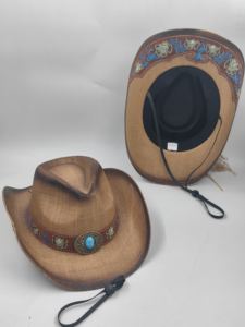 Sombrero de Vaquero Unisex de Paja Personalizado, Transpirable, con Ala Moldeable, para Viajes, Pesca, Estilo Occidental Texano - Product Image 5