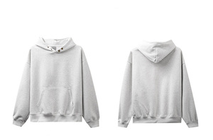 เสื้อฮู้ดดี้โอเวอร์ไซส์ผู้ชาย มีกระดุมโลหะที่ฮู้ด กระเป๋าคางคาว ผ้าฟลีซหนานุ่ม เสื้อฮู้ดดี้เปล่าสำหรับสกรีนโลโก้ - Product Image 2