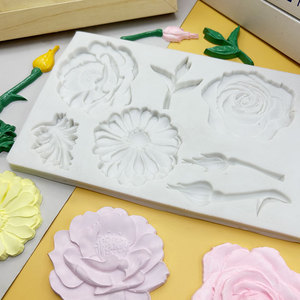 Hoa Sen Daisy Rose Leaf Kết Hợp Silicone Khuôn DIY Sô Cô La Bánh Trang Trí Khuôn Nhỏ Giọt Nhựa Xà Phòng Khuôn - Product Image 3