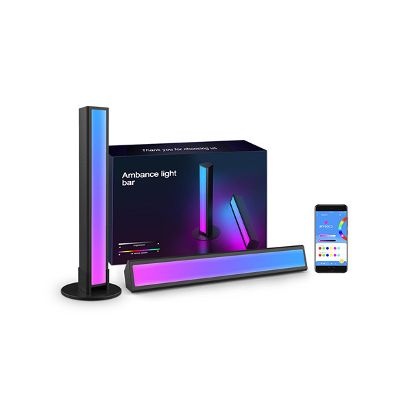 Voice Activated LED Light Colorful Ambient Lights RGB with App Control for Gaming Car PC Music Sync Light Bar TV Party Black 25