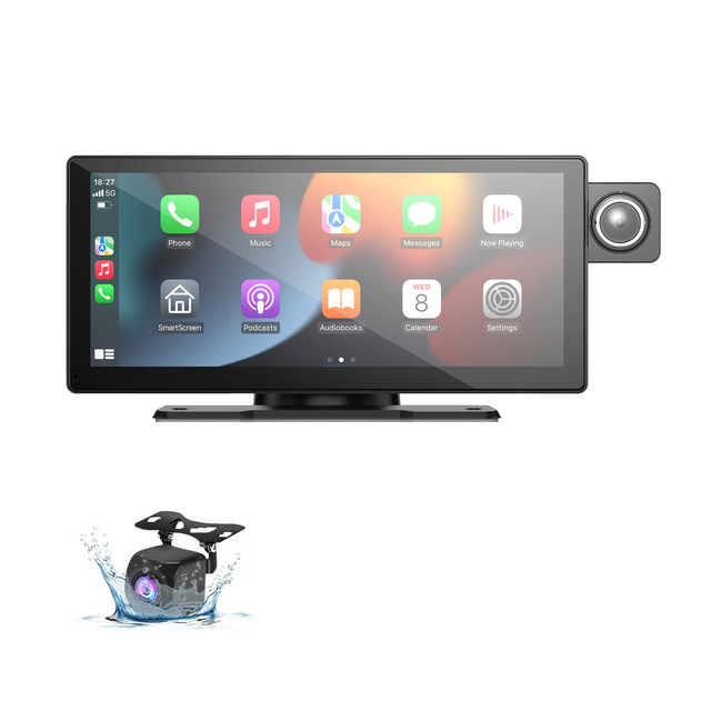 9 Inch Portable Multimedia Player with Carplay GPS Navigation Bluetooth Universal Linux OS DVD TV MP3/CD Player Car Play Screen