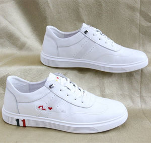 Última moda Casual ocio al aire libre zapatilla <span class=keywords><strong>de</strong></span> <span class=keywords><strong>deporte</strong></span> uso diario hombres zapato <span class=keywords><strong>de</strong></span> cuero blanco - Product Image 2