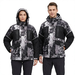 Veste imperméable en polyester à imprimé camouflage unisexe avec capuche et fermeture éclair pour adultes - Product Image 1