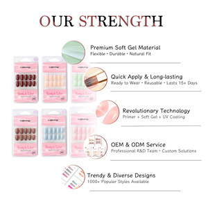 AIERFEI vente en gros 30 pièces de <span class=keywords><strong>faux</strong></span> <span class=keywords><strong>ongles</strong></span> ovales <span class=keywords><strong>bordeaux</strong></span> Gel souple de haute qualité couverture complète rouge foncé pour la vente au détail - Product Image 5