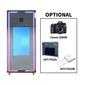 Vente en gros de cadre métallique à LED pour selfie de mariage Cabine photo à miroir magique 45/65 pouces écran tactile avec appareil photo et imprimante pour événements