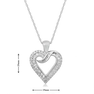 Collar con Colgante de Corazón, 0.56 Cttw, Diamante Blanco Natural, Corte Brillante Redondo, Chapado en Rodio, Plata de Ley 925, Anillo de Compromiso para Mujer - Product Image 3
