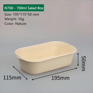 Oem phân hủy sinh học phân hủy bã mía bột giấy chưa tẩy trắng 700ml lấy đi salad mì ống Sushi <span class=keywords><strong>container</strong></span> thực phẩm N700 - Product Image 2