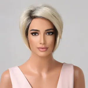 Peluca de 8 pulgadas ombre gris negro Bob pelucas delanteras de encaje transparente rectas cortas para mujeres las mejores pelucas de cabello humano Remy 100% natural