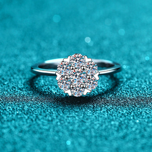 High Quality 925 Sterling Silver Wedding Engagement <b>Ring</b> Classic Style <b>Sunflower</b> Moissanite Gemstone White Color - Product Image 3