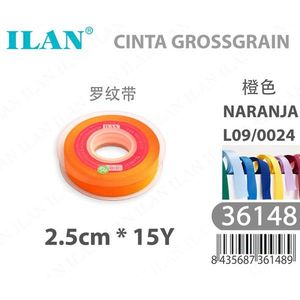 Nastro Grosgrain ILAN 2,5 cm 15 Iarde Arancione per Artigianato - Product Image 3