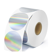 Impresión de Logotipo Personalizado, Etiqueta Holográfica Plateada, Adhesivo Impermeable, Diseño de Marca, Adhesivos de Vinilo Holográficos Troquelados
