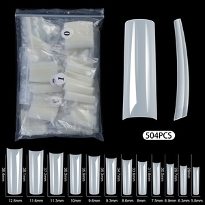 Pointes d'ongles ultra fines et souples à demi-couverture pour doigts, design pré-dessiné, en PVC, 500 pièces en sachet, pour salon professionnel de manucure - Product Image 6