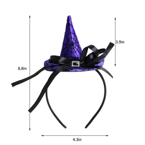 Diadema de Halloween con Mini Sombrero de Bruja Puntiagudo y Telaraña Negra, Accesorios para el Cabello para Mujeres, Disfraces y Celebraciones Festivas - Product Image 3