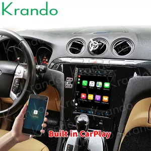 Krando 10.4" Car Headunit Tesla Style Screen For Ford Smax S-Max Galaxy 2007+ 64G Tesla Stereo GPS Android Auto DH Display