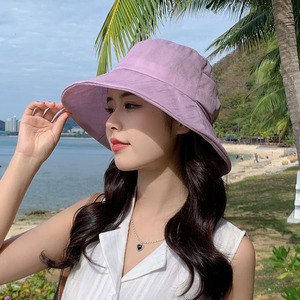Cohuy chf0340 Mũ ngư dân chu vi đầu lớn cho nữ Mũ mùa hè mỏng phong cách Hàn Quốc thắt nút che nắng mặc thường ngày che mặt - Product Image 3
