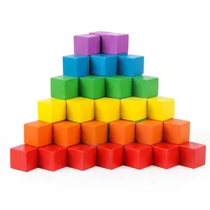 Crianças Personalizado Building Blocks Jogo Colorido Cubo De Madeira Empilhamento Bloco Conjunto Contando Jogo