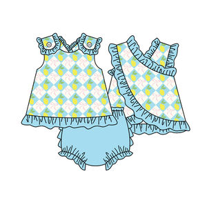 Ensemble de 2 pièces pour filles : Tunique décontractée personnalisée à imprimé floral en coton et élasthanne respirant, avec couche intégrée, tenues assorties pour sœurs - Product Image 1