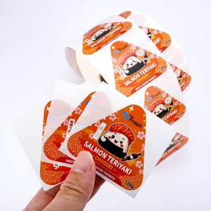 Etiquetas Adhesivas de Grado Alimenticio, Diseño Personalizado a Prueba de Agua, en Rollo, con Corte Triangular, para Onigiri, con Logotipo, para Empaque de Cajas de Sushi Japonés - Product Image 2