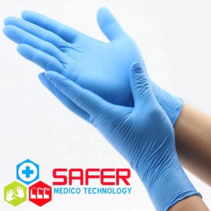 Gants en nitrile mélangé bleu 4mil sans poudre texturé bout des doigts lumière jetable pour la préparation des aliments industriels soins pour animaux de compagnie à la maison - Product Image 1