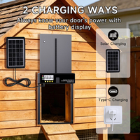 Porte automatique carrée pour poulailler PFS-202 avec panneau en ABS et aluminium, ouvre-porte solaire/USB rechargeable sur batterie