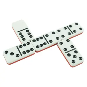 Professionele Custom Dubbele Zes 6 Twee Tone Domino Rood En Zwart Domino Set Met Houten Doos Voor Indoor Educatief Spel