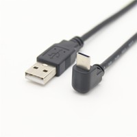 Cable de extensión de datos USB 2,0 macho a USB-C tipo C, ángulo arriba y abajo, 90 grados