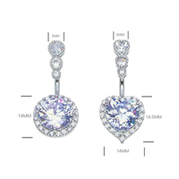 Anneaux de nombril en acier inoxydable plaqué platine en forme de cœur Freya, bijoux de corps en zircon, piercing de haute qualité, cadeau de fiançailles