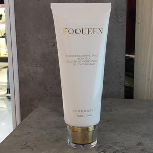 Toptan 200ml sıcak damgalama beyaz vücut losyon tüpü yüz temizleyici plastik kozmetik tüp ambalaj altın akrilik vidalı kapak - Product Image 6
