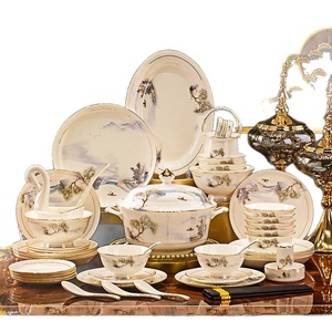 Service de vaisselle en céramique Jingdezhen, vaisselle et articles de table en porcelaine osseuse chinoise neuve, vaisselle de déménagement - Product Image 5