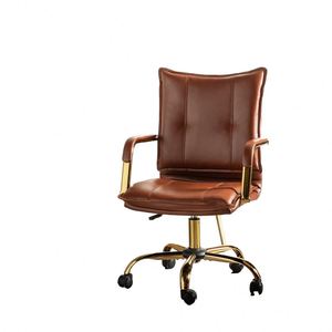 <span class=keywords><strong>Silla</strong></span> de <span class=keywords><strong>escritorio</strong></span> de oficina para el hogar de cuero con patas y brazos dorados - Product Image 1