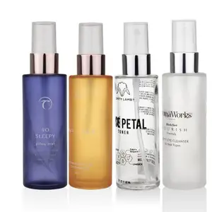 De lujo de aceite cosmético toner aceite de argán cilindro amarillo de vidrio esmerilado botella de pulverizador 30ml 40ml 50ml 60ml ml 80ml 100ml 120ml