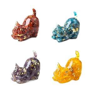 Natural Crystal Gravel <strong>Cat</strong> <strong>Figurine</strong> Raised Tail Eco-friendly Carved Ornament for Office Living Room Desktop Home Decoration - Product Image 1