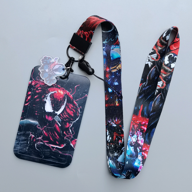 Anime Cool Cartoon Marvel Venom Lanyards Plastic ID Name Badge Card Holder Kids Gifts Campus Student Card Case Accessories Image 3