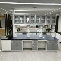 Étagère à réactifs en acier avec cadre en acier et plan de travail en phénolique, table de travail de laboratoire, banc, mobilier commercial pour hôpital, école, bleu contemporain