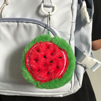 Dompet koin mewah bentuk buah semangka jeruk Mini kantung koin poliester anak-anak kartun imut penyimpanan 10 cm bordir katun PP