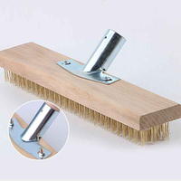 Brosse de nettoyage de pont et de sol avec fil d'acier inoxydable, balai extérieur à long manche pour le béton, le bois et les surfaces en pierre