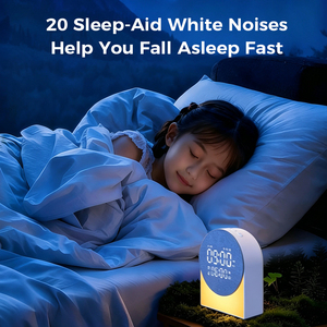 Bluetooth 5.3 Sleeping Speaker <b>Digital</b> <b>Clock</b> Radio Alarm Night Light White Noise Bedside Audio for Bedroom - Product Image 4