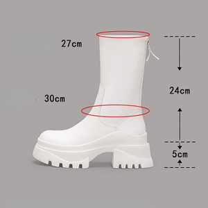 Botas Para Mujer Fashion Chunky Heel Platform Bootie Shoes Black Leather Ankle <b>Boots</b> - Product Image 6