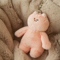 Adorable pendentif en peluche magnétique en forme de chat rose avec rembourrage en coton PP, parfait pour les sacs à dos et les porte-clés