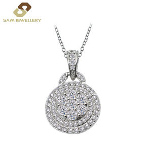 <span class=keywords><strong>Destiny</strong></span> Jewelry Luxury 925 Silver Collar con colgante de <span class=keywords><strong>Halo</strong></span> para mujer Ice Crushed Baguette Cut Cubic Zircon Mujeres De Bijoux - Product Image 3