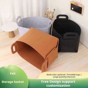 Panier de rangement promotionnel en feutre de laine personnalisé avec logo, pliable, pour bureau, panier à linge portable, vente en gros - Product Image 2