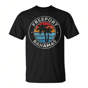 T-shirt con grafica vintage Freeport Bahamas, design retrò anni '70 - Product Image 2