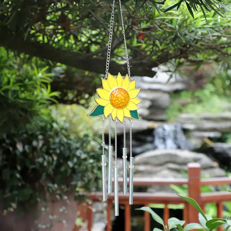 Metal Art for Home Decoration Garden Ornaments Yard Art Sunflower Wind Chime New Design Window Chimes Wall Hanging