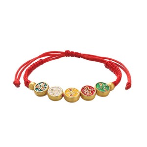 Five Gods Of Wealth <b>Red</b> Hand Woven <b>Bracelet</b> Zinc Alloy Charm Gift Jewelry For Zodiac Year Spring 2025 - Product Image 5