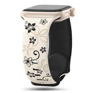 <span class=keywords><strong>Correa</strong></span> Tschick para Apple Watch <span class=keywords><strong>Correa</strong></span> 44mm <span class=keywords><strong>45</strong></span> 41 40 49mm Pulsera de silicona con grabado de flores <span class=keywords><strong>IWatch</strong></span> Series 9 8 7 6 5 SE Ultra - Product Image 3