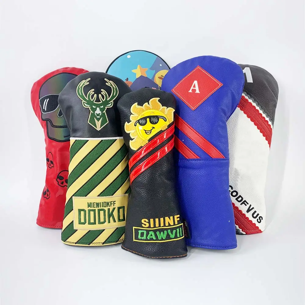 Custom Golf Head Covers PU Leather Driver Wood Club Covers Golf Headcovers