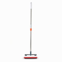 Brosse de nettoyage de sol 3-en-1 avec manche télescopique, balai, plumeau et pelle pour salle de bain, carrelage et tapis