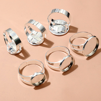 10 Stück/Set 12mm 14mm 16mm 18mm Versilberte Messing Verstellbare Ringfassungen Blanko-Basis Runde Cabochon DIY-Ringe Fassung-Träger