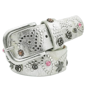 New Fashion PU Leather <strong>Belt</strong> Metal Rivets Grey Wash Vintage Casual Ladies PU <strong>Belts</strong> for Women - Product Image 2