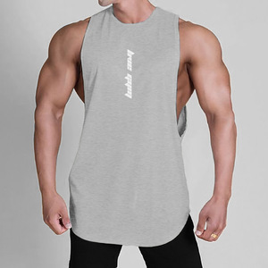 Camiseta sin mangas de fitness para hombre, de mezcla de algodón tejido, con estampado láser y sin necesidad de planchado |   Camiseta Deportiva Elástica de Secado Rápido |   Ropa Deportiva y para Actividades al Aire Libre de Verano - Product Image 3